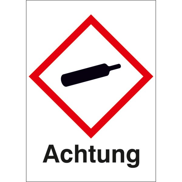 GHS-Gefahrstoffetikett, mit Text: Achtung