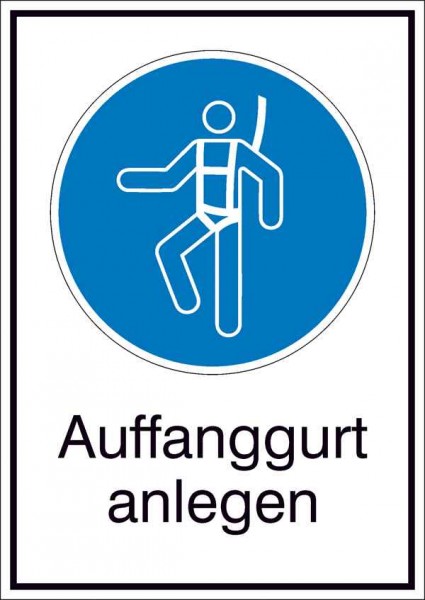 Gebotsschild Kombischild Auffanggurt anlegen