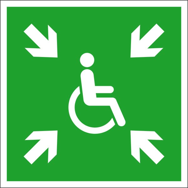 Fluchtwegschild Vorläufige Evakuierungsstelle