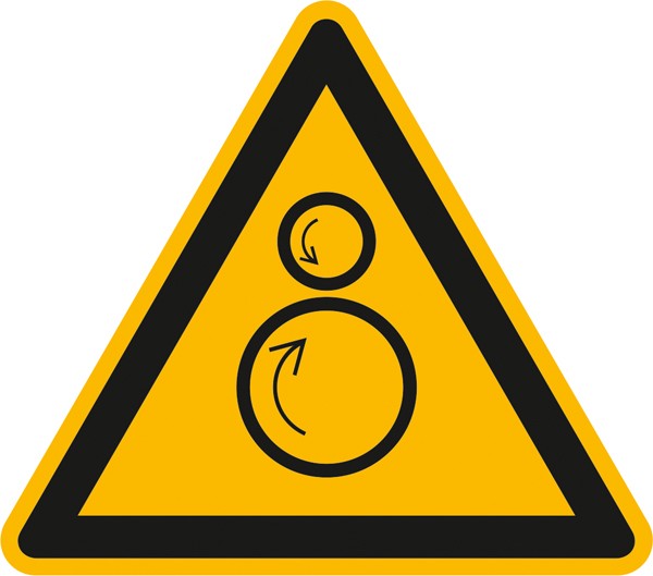 Warnschild Warnung vor gegenläufigen Rollen