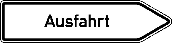 Verkehrsschild Wegweiser nach rechts weisend, Text: Ausfahrt