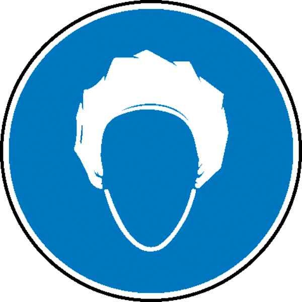 Gebotsschild Kopfhaube tragen