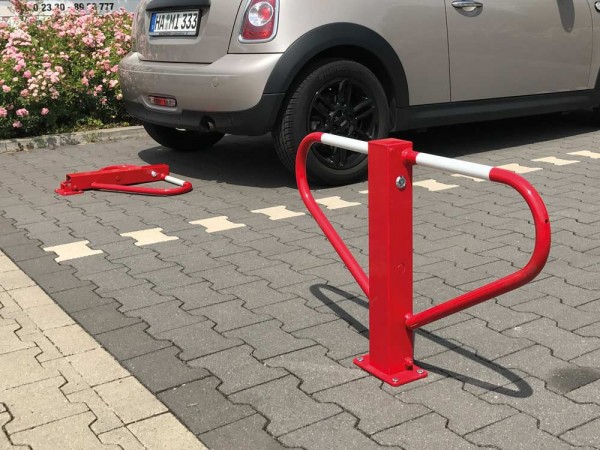 Parkplatzsperre, umlegbar mit 8 mm Dreikantverschluss zum Einbetonieren