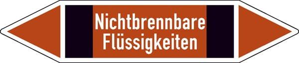 Rohrleitungskennzeichnung Gruppe 9, Nichtbrennbare Flüssigkeiten (schwarz, braun, schwarz), klein