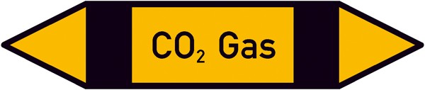 Rohrleitungskennzeichnung auf Bogen Gruppe 5, Nichtbrennbare Gase, (schwarz, gelb, schwarz)