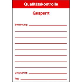 Etiketten zur Feststellung der Qualitätsprüfung