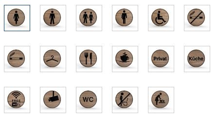 Tello® Wood Holzschild rund mit Piktogramm