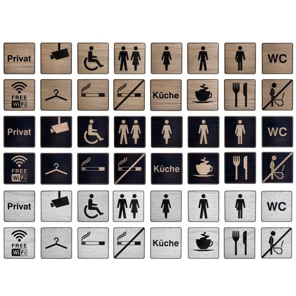 Tello® Wood Holzschild eckig mit Piktogramm