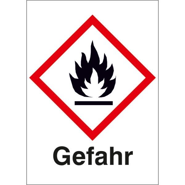 GHS-Gefahrstoffetikett, mit Text: Gefahr
