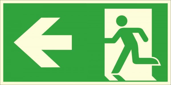 Fluchtwegschild Notausgang links, (Kombischild)