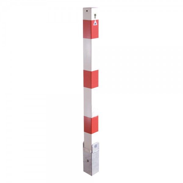 Absperrpfosten Stahlrohr 70 x 70 mm, umlegbar mit Profilzylinderschloss & Hebe- Kippmechanik