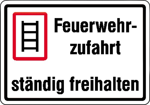 Hinweisschild Feuerwehrzufahrten Feuerwehrzufahrt ständig freihalten
