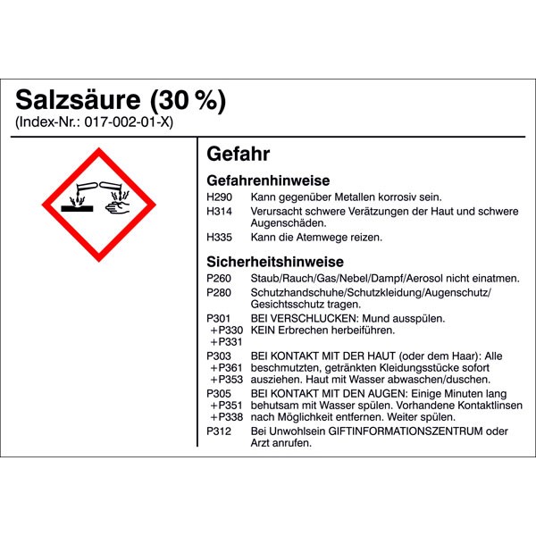 Gefahrstoffetiketten zur innerbetrieblichen Behälterkennzeichnung