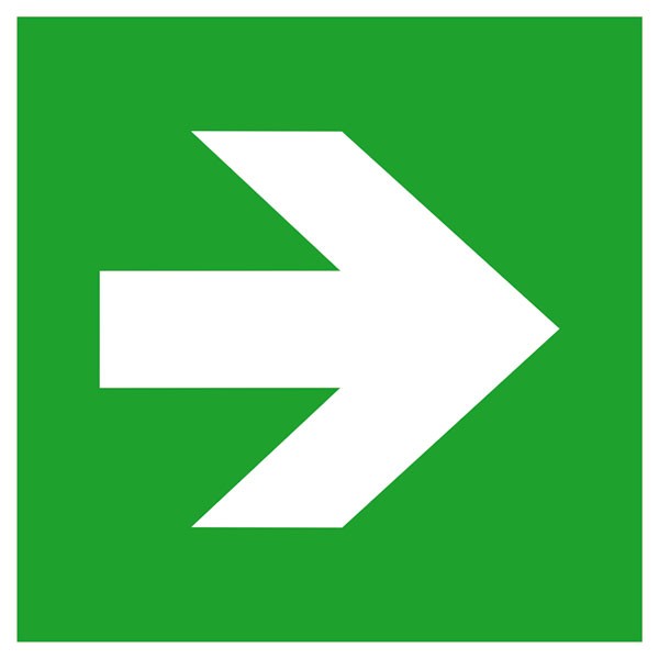 Langnachleuchtende Bodenmarkierung Fluchtwegsymbole mit Pfeil