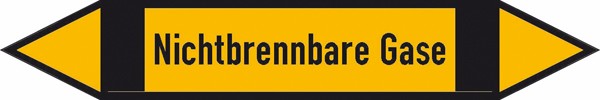 Rohrleitungskennzeichnung auf Bogen Gruppe 5, Nichtbrennbare Gase, (schwarz, gelb, schwarz)