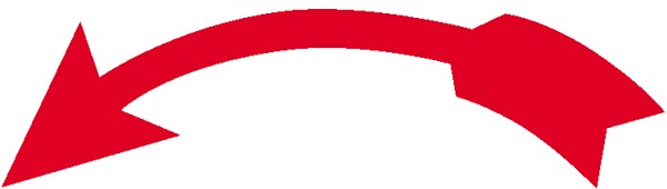 Drehrichtungspfeile auf Rolle Ausführung: gebogen linksweisend, rot, abriebfest auf transparenter te