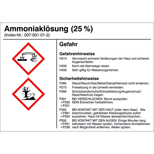 Gefahrstoffetiketten zur innerbetrieblichen Behälterkennzeichnung