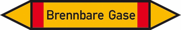 Rohrleitungskennzeichnung auf Bogen Gruppe 4, Brennbare Gase, (rot, gelb, rot)