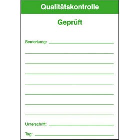 Etiketten zur Feststellung der Qualitätsprüfung