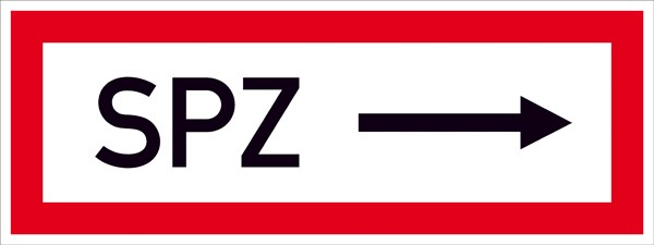 Hinweisschild Feuerwehr SPZ ---->