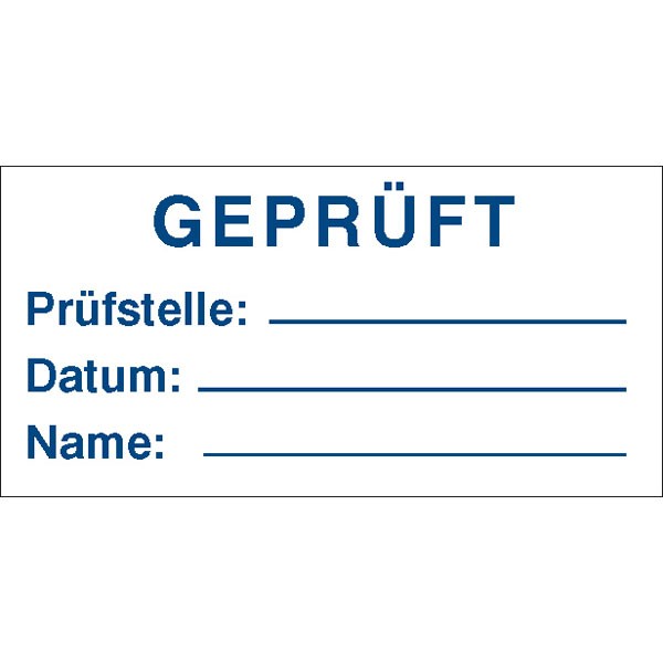 Etiketten Geprüft - zur zusätzlichen Selbstbeschriftung
