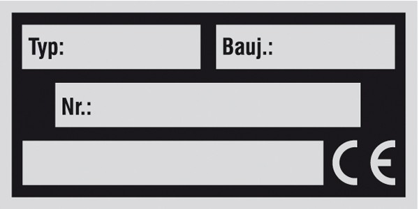 Typenschild zur Selbstbeschriftung