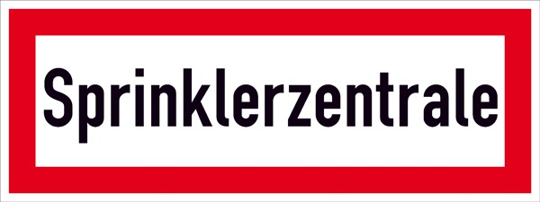 Hinweisschild Feuerwehr Sprinklerzentrale