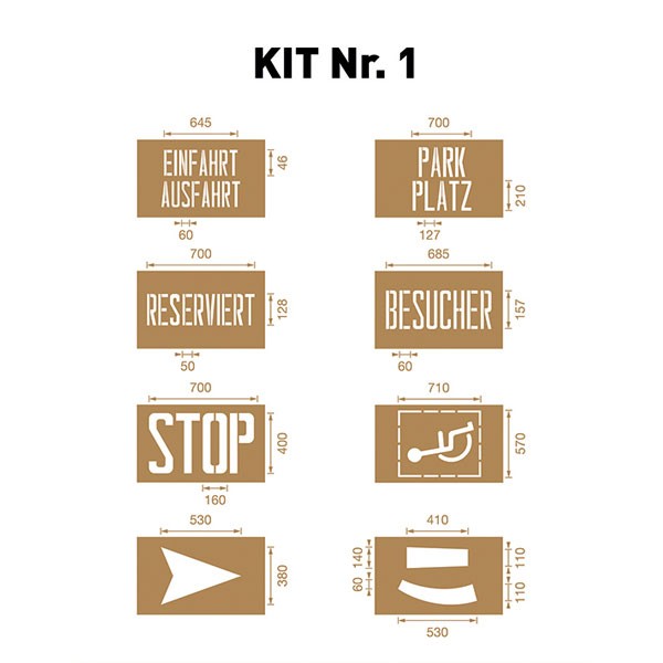 Spritzschablonensätze zur einfachen Boden- und Straßenmarkierung