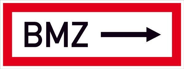 Hinweisschild Feuerwehr BMZ ---->