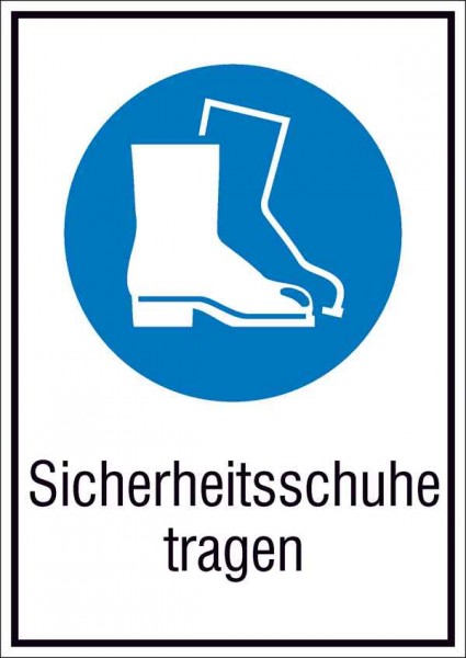 Gebotsschild Kombischild Sicherheitsschuhe tragen