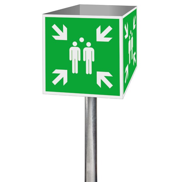 Fluchtwegschild-Würfel Sammelstelle
