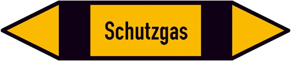 Rohrleitungskennzeichnung auf Bogen Gruppe 5, Nichtbrennbare Gase, (schwarz, gelb, schwarz)