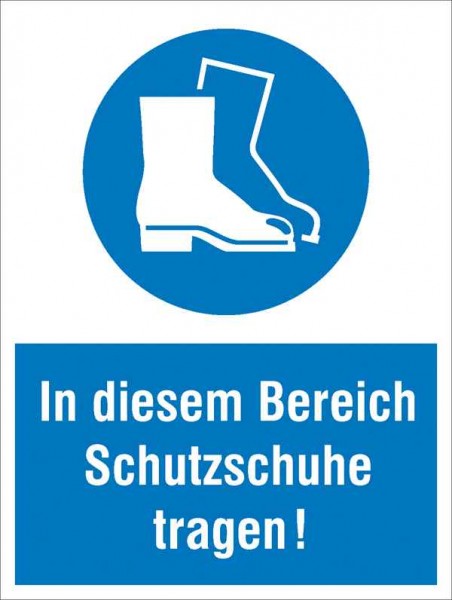 Gebotsschild Kombischild In diesem Bereich Schutzschuhe tragen!