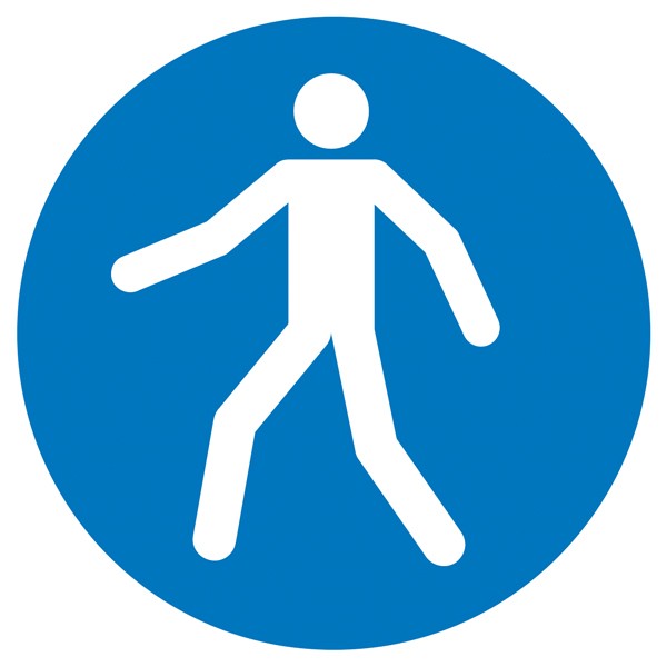 Gebotsschild Fußgängerweg benutzen