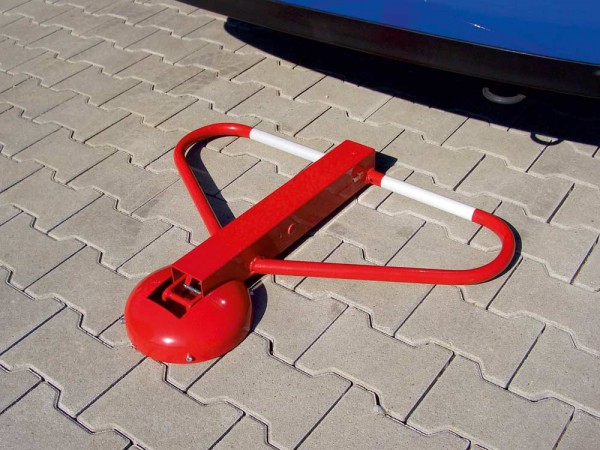 Anfahrsichere Parkplatzsperre, umlegbar mit Profilzylinderschloss