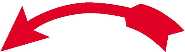 Drehrichtungspfeile auf Bogen weiß/rot, Ausführung gebogen, linksweisend