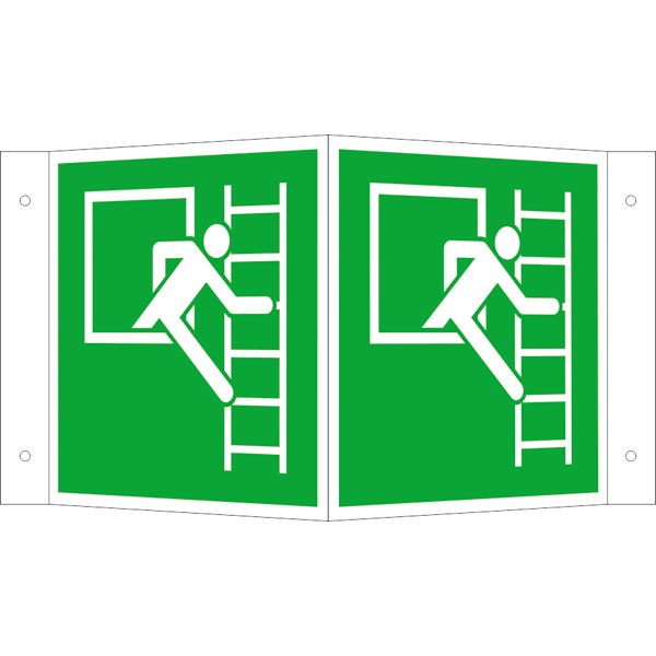Fluchtwegschild - Winkel Notausstieg mit Fluchtleiter rechts